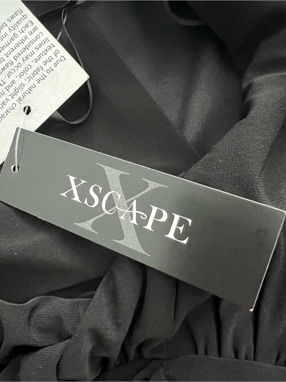 Xscape Black Ruched Ruffle Long Sleeve Evening Gown Size 6 - Picture 7 of 14